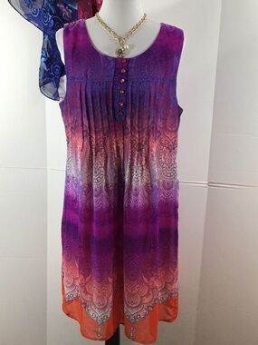 Chris McLaughlin Sleeveless Purple Ombre Paisley Shift Dress 14